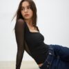 Tulle Bodysuit with Square Neckline Tulle Bodysuit with Square Neckline