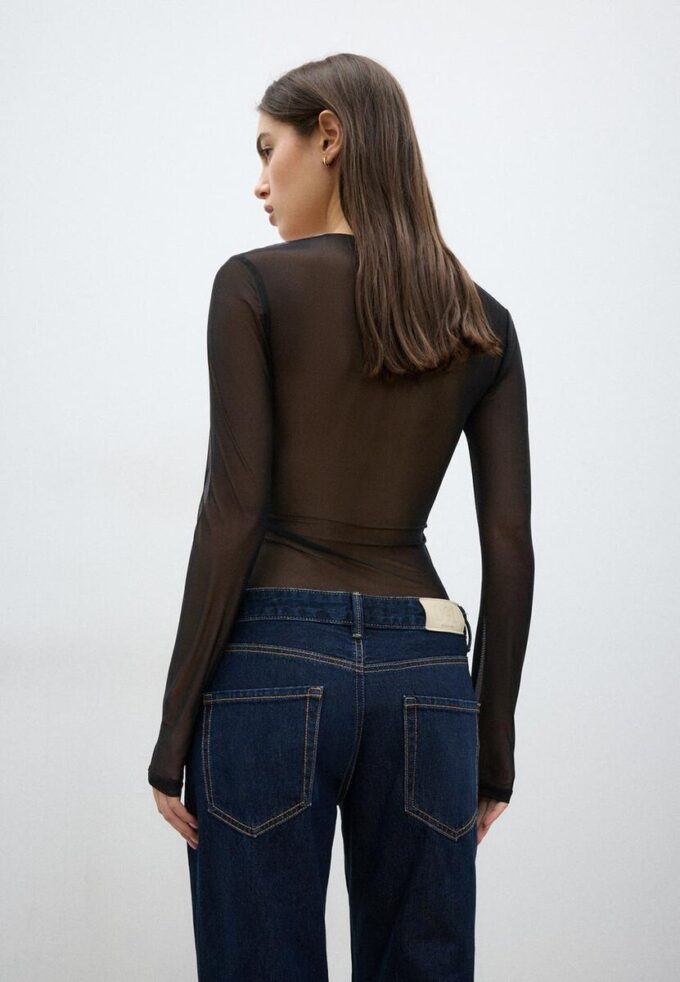 Tulle Bodysuit with Square Neckline Tulle Bodysuit with Square Neckline