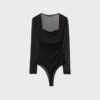 Tulle Bodysuit with Square Neckline Tulle Bodysuit with Square Neckline