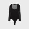 Tulle Bodysuit with Square Neckline Tulle Bodysuit with Square Neckline