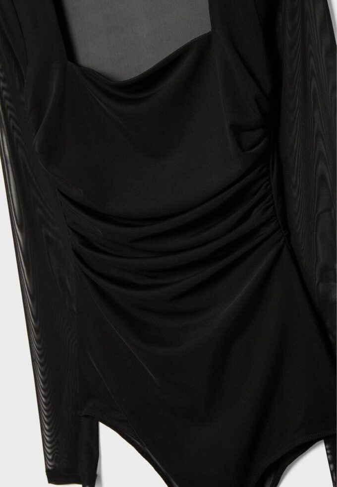 Tulle Bodysuit with Square Neckline Tulle Bodysuit with Square Neckline