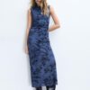 Tulle Midi Dress with Qipao Neckline