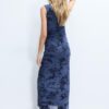 Tulle Midi Dress with Qipao Neckline