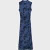 Tulle Midi Dress with Qipao Neckline