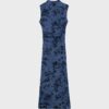 Tulle Midi Dress with Qipao Neckline
