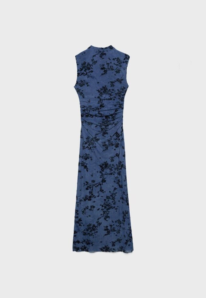 Tulle Midi Dress with Qipao Neckline