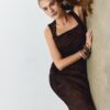 Tulle Midi Dress with Square Neckline