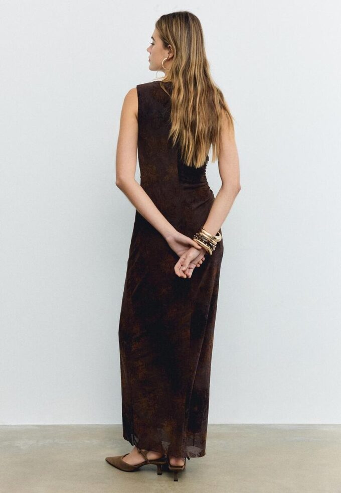 Tulle Midi Dress with Square Neckline
