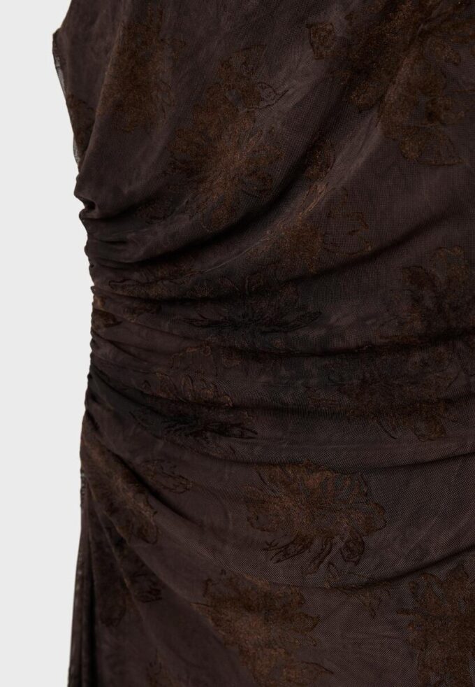 Tulle Midi Dress with Square Neckline