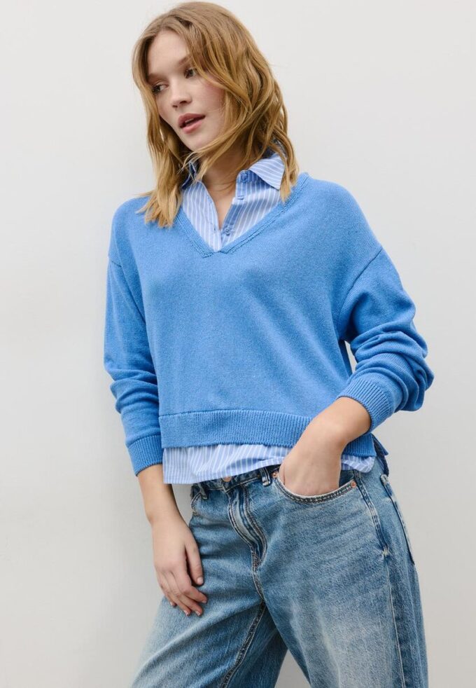 Two-Fabric Knit Jumper