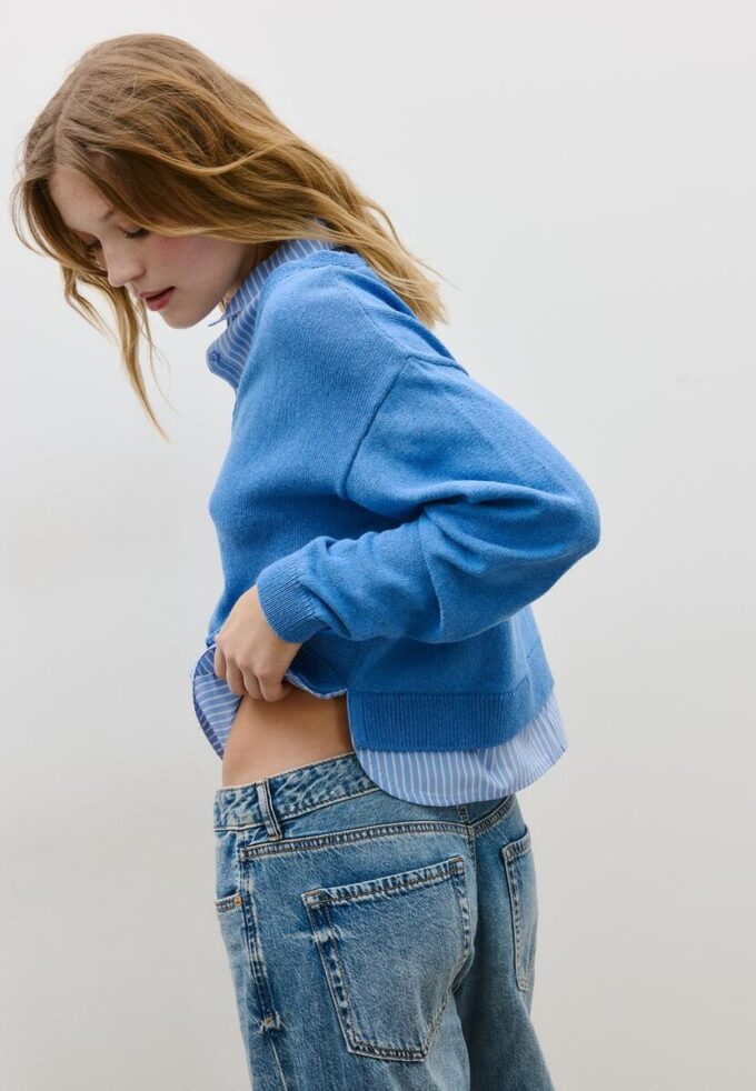 Two-Fabric Knit Jumper
