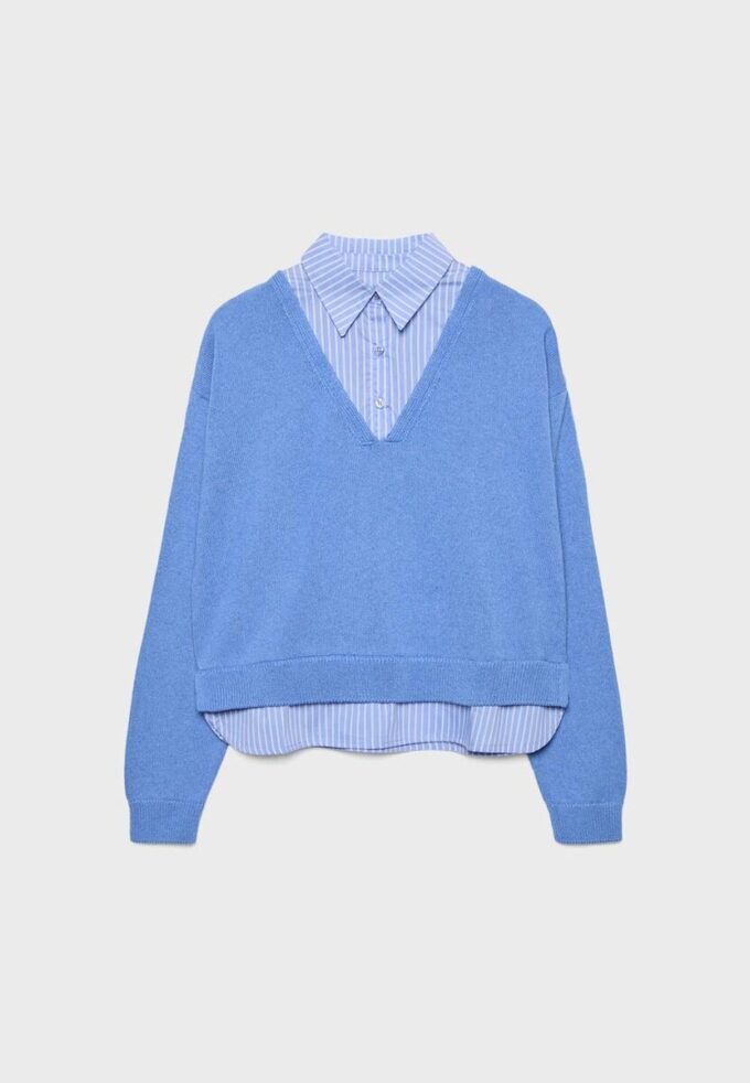Two-Fabric Knit Jumper
