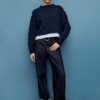 Two-Fabric Knit Sweater with Detachable Collar Two-Fabric Knit Sweater with Detachable Collar