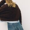 Two-Fabric Knit Sweater with Detachable Collar