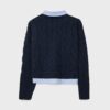 Two-Fabric Knit Sweater with Detachable Collar Two-Fabric Knit Sweater with Detachable Collar