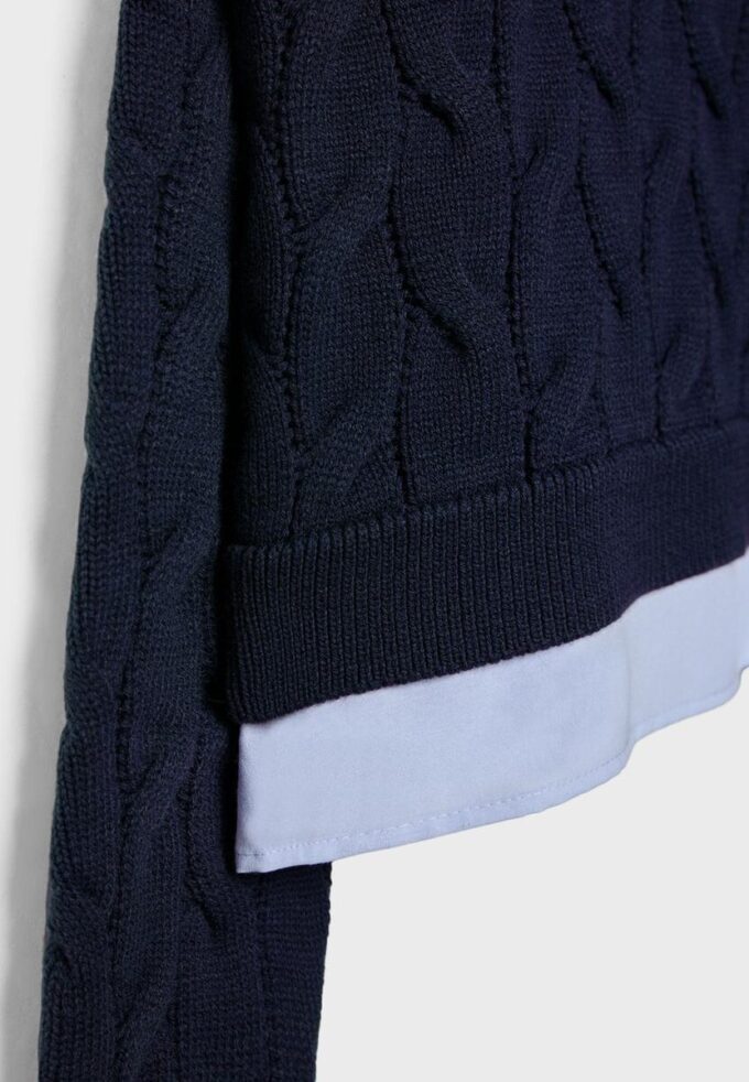 Two-Fabric Knit Sweater with Detachable Collar Two-Fabric Knit Sweater with Detachable Collar