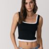 Two-Piece Effect Square Neckline Top
