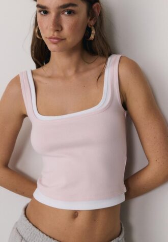 Two-Piece Effect Square Neckline Top