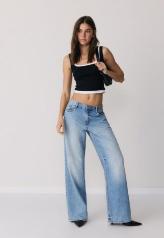 Two-Piece Effect Square Neckline Top