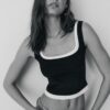 Two-Piece Effect Square Neckline Top