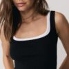 Two-Piece Effect Square Neckline Top