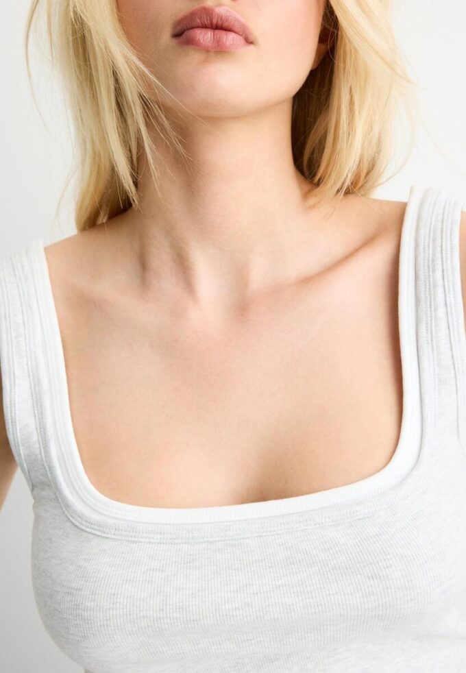 Two-Piece Effect Square Neckline Top