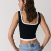 Two-Piece Effect Square Neckline Top