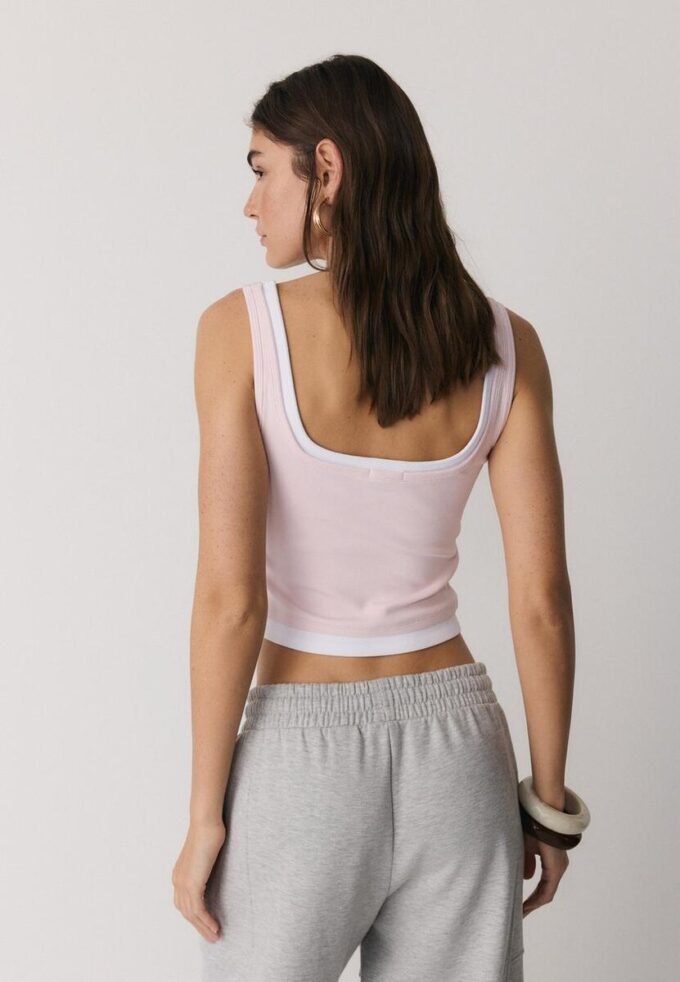Two-Piece Effect Square Neckline Top