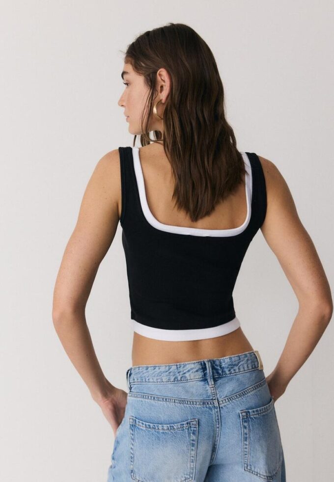 Two-Piece Effect Square Neckline Top