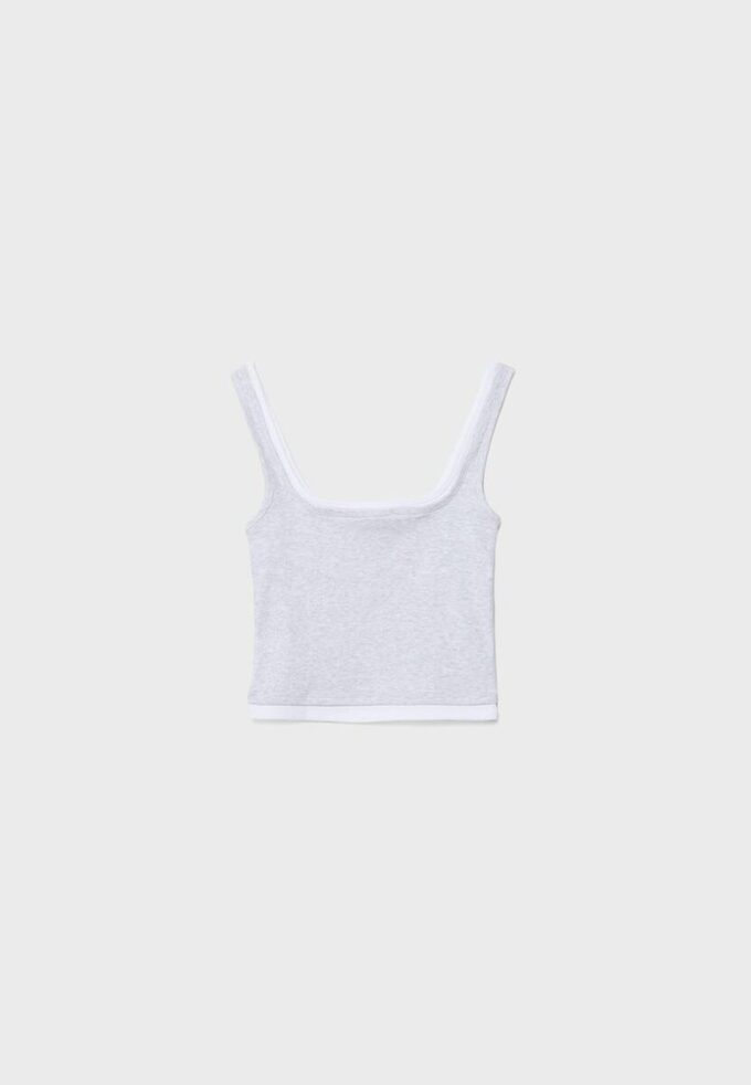 Two-Piece Effect Square Neckline Top
