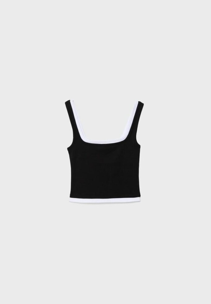 Two-Piece Effect Square Neckline Top