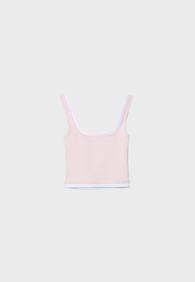 Two-Piece Effect Square Neckline Top