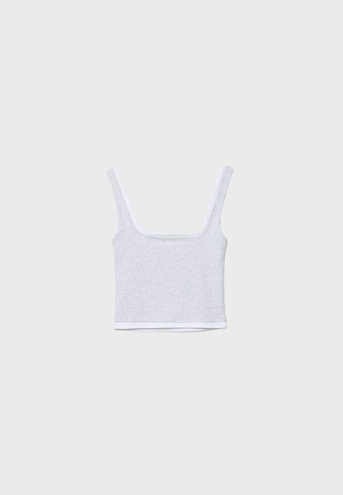 Two-Piece Effect Square Neckline Top