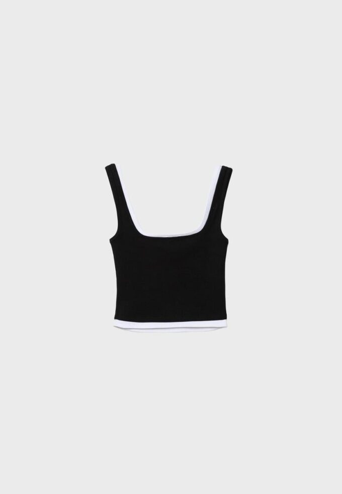 Two-Piece Effect Square Neckline Top