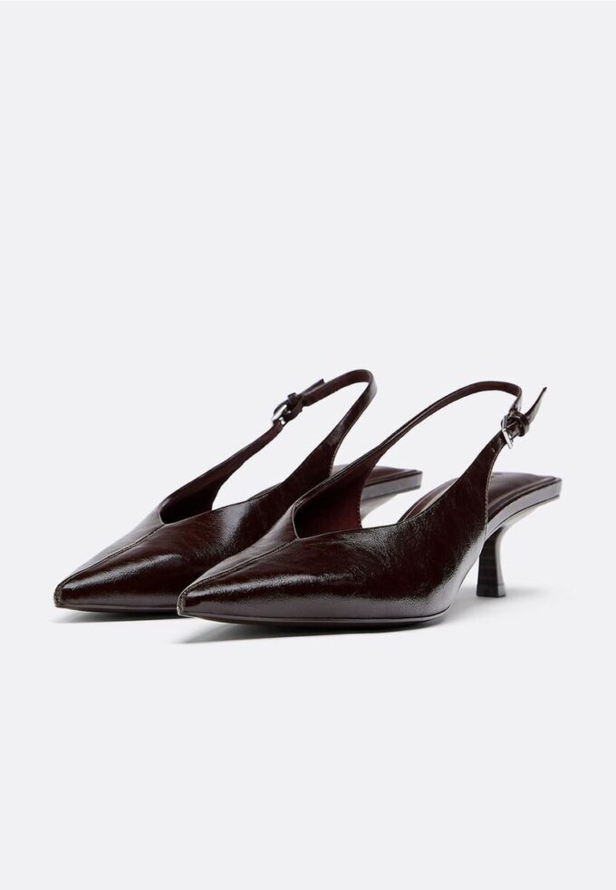 V-Neck Kitten Heel Shoes