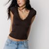 V-Neck Lace Short Sleeve T-Shirt V-Neck Lace Short Sleeve T-Shirt