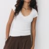 V-Neck Lace Short Sleeve T-Shirt