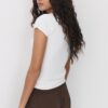 V-Neck Lace Short Sleeve T-Shirt