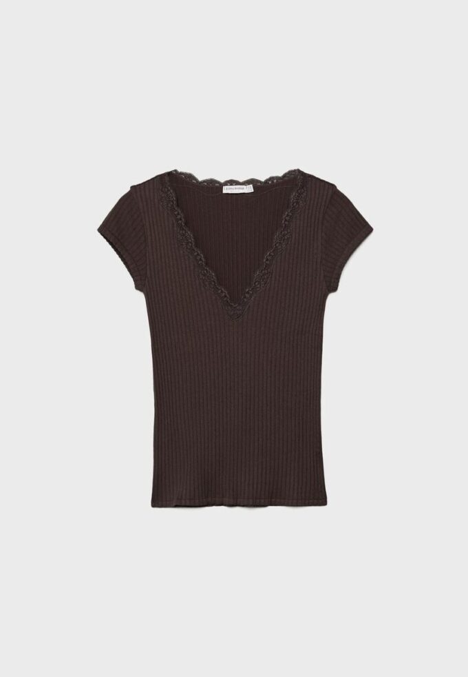 V-Neck Lace Short Sleeve T-Shirt V-Neck Lace Short Sleeve T-Shirt