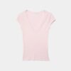 V-Neck Lace Short Sleeve T-Shirt