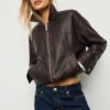 Washed Leather Effect Oversize Jacket Washed Leather Effect Oversize Jacket