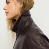 Washed Leather Effect Oversize Jacket Washed Leather Effect Oversize Jacket
