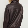 Washed Leather Effect Oversize Jacket Washed Leather Effect Oversize Jacket