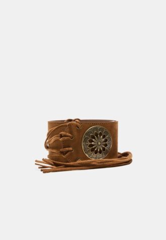 Wide Belt with Rosette and Fringes