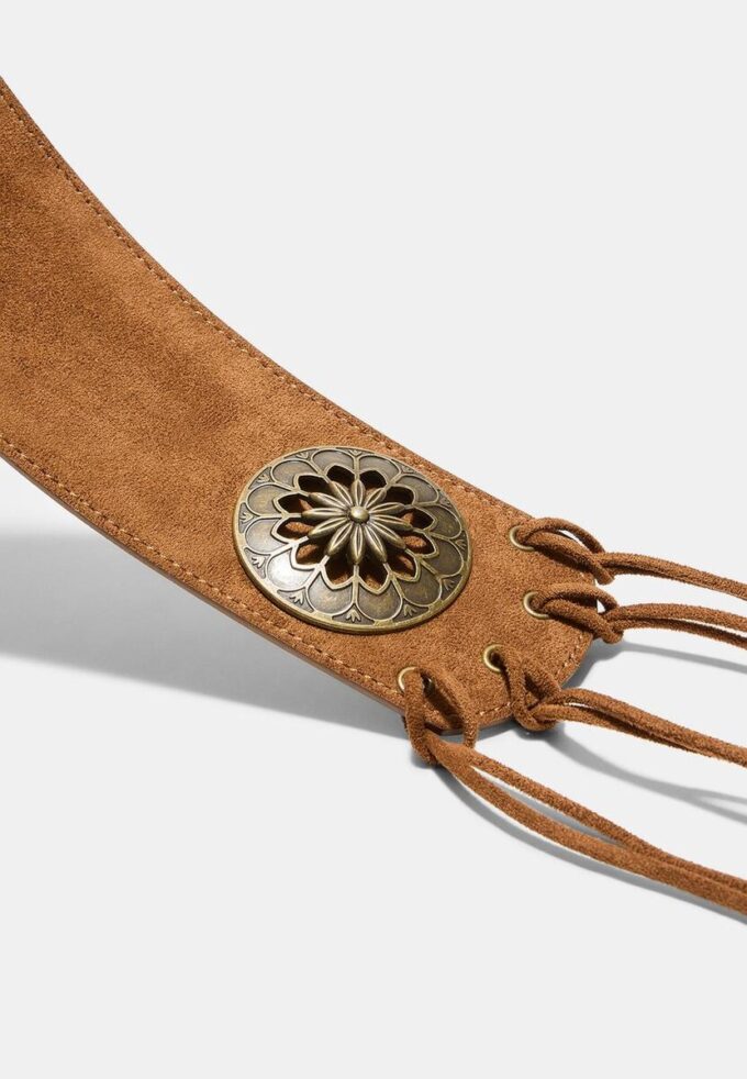 Wide Belt with Rosette and Fringes