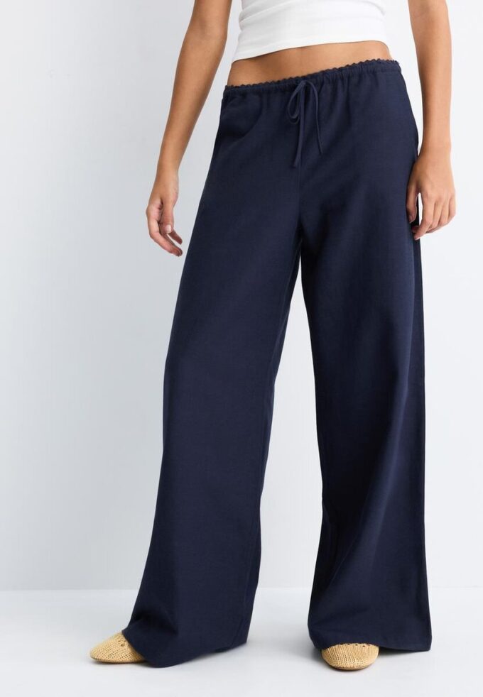 Wide-Leg Linen-Effect Trousers Wide-Leg Linen-Effect Trousers