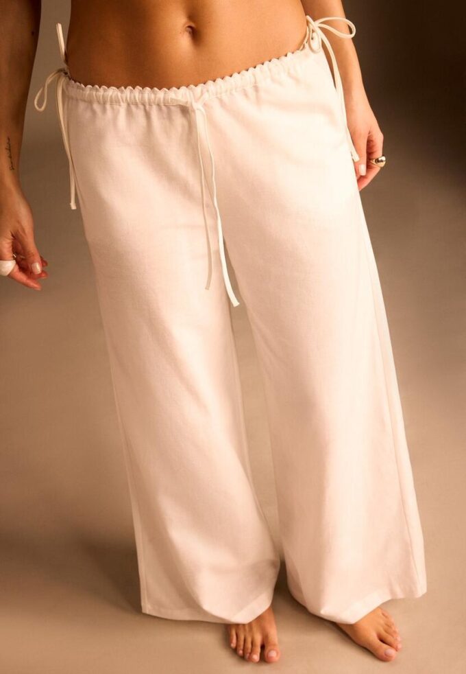 Wide-Leg Linen-Effect Trousers Wide-Leg Linen-Effect Trousers