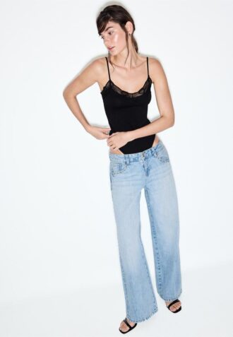Wide-Leg Loose Studded Jeans