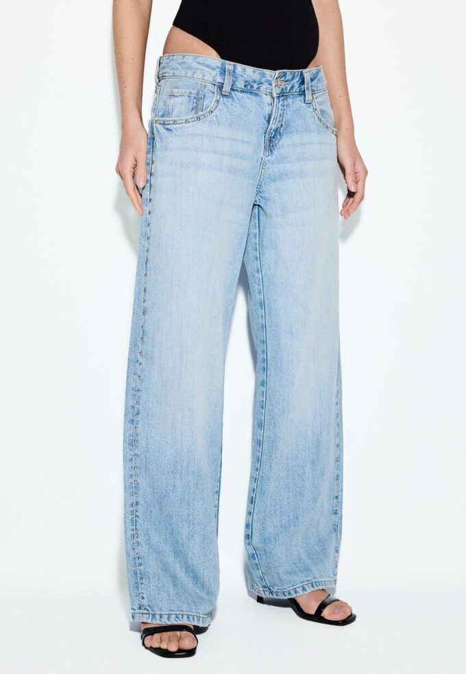 Wide-Leg Loose Studded Jeans Wide-Leg Loose Studded Jeans