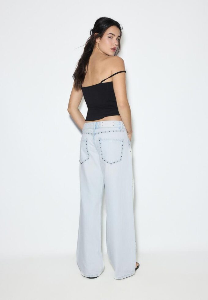 Wide-Leg Loose Studded Jeans Wide-Leg Loose Studded Jeans